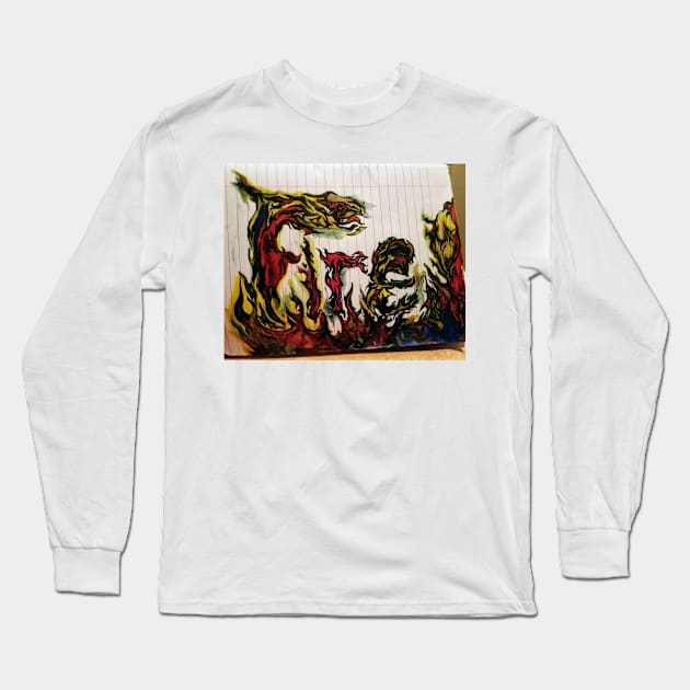 Fire Element fflame drawing Long Sleeve T-Shirt by TriForceDesign